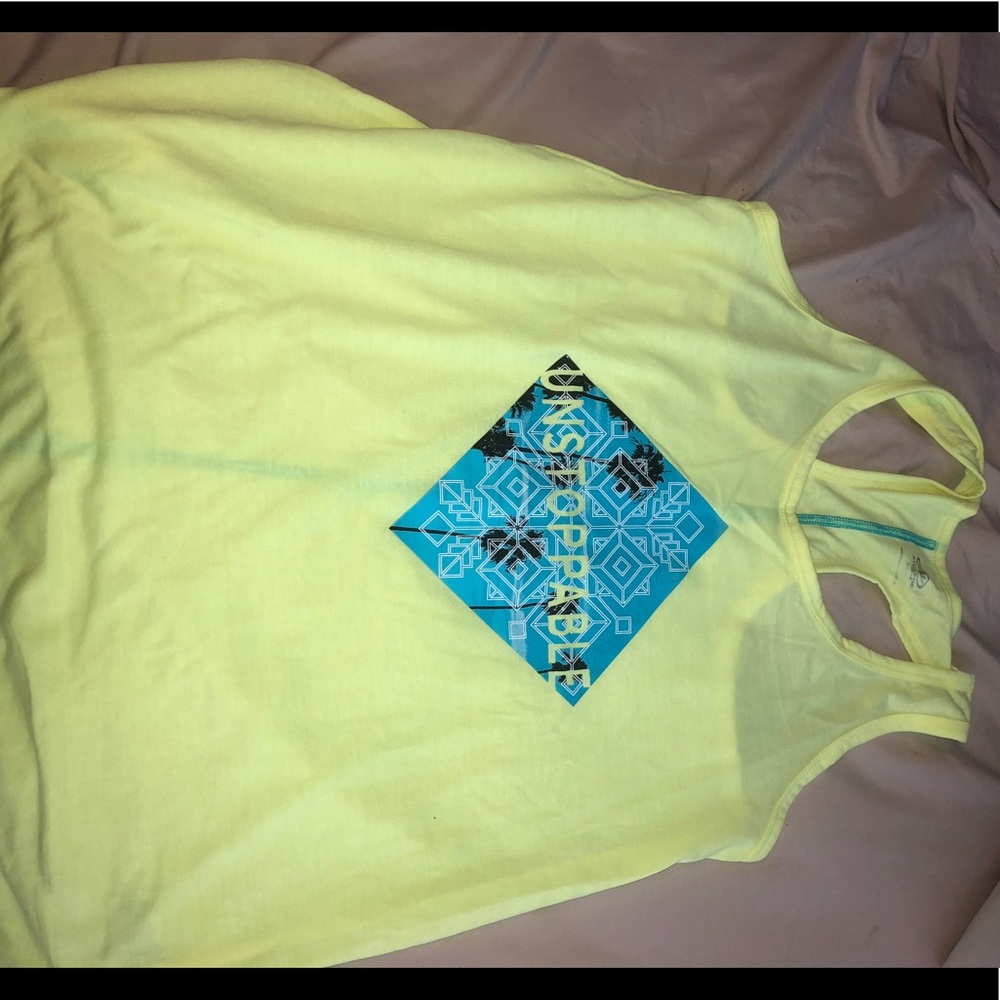 A neon yellow tank top